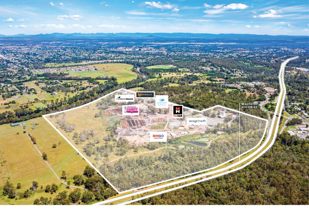 Aerial shot of 540-604 Warrego Highway, North Tivoli and its current tenants.